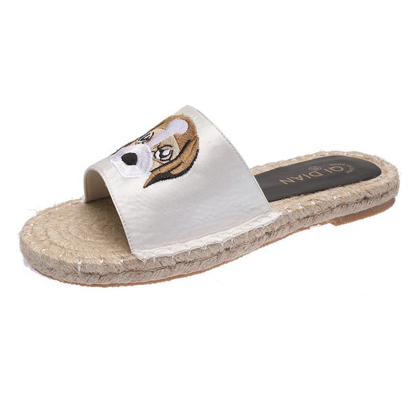 summer new ladies flat straw straw tendon wear sandals and slippers female cartoon dog head word fisherman slippers, Black
summer new ladies flat straw straw tendon wear sandals and slippers female cartoon dog head word fisherman slippers, Black