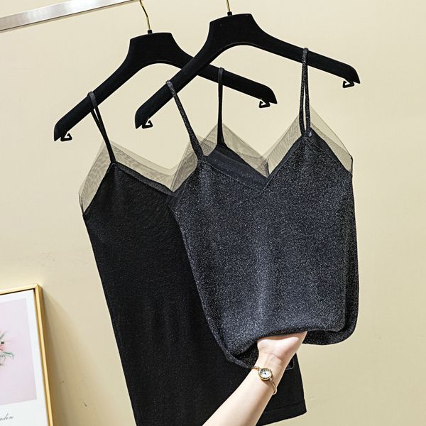 2019 knitted tank women v neck sleeveless vest summer ladies slim strap short bright silk bottom shirt, Black;white
2019 knitted tank women v neck sleeveless vest summer ladies slim strap short bright silk bottom shirt, Black;white