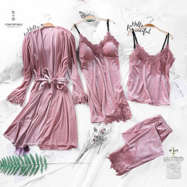 herislim velvet pajamas sets women lace robe pajamas sleepwear spring autumn soft warm 4pcs pyjama sets nighty home clothes, Black;red
herislim velvet pajamas sets women lace robe pajamas sleepwear spring autumn soft warm 4pcs pyjama sets nighty home clothes, Black;red