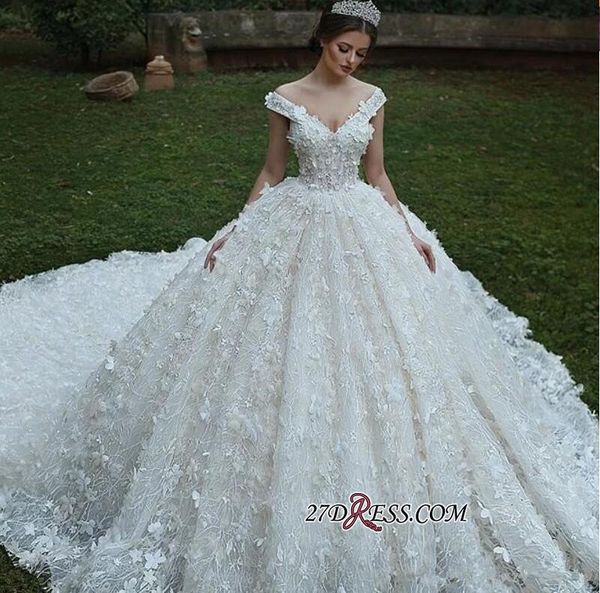 glamorous off shoulder wedding dresses 2019 modest 3d floral lace crystal ball gown princess cathedral train church royal wedding gown, White
glamorous off shoulder wedding dresses 2019 modest 3d floral lace crystal ball gown princess cathedral train church royal wedding gown, White