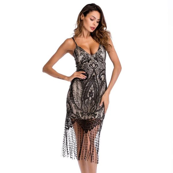 women bodycon lace dress pluning neck backless adjustable strap midi cami dress 1920s great gatsby fringe party, White;black
women bodycon lace dress pluning neck backless adjustable strap midi cami dress 1920s great gatsby fringe party, White;black