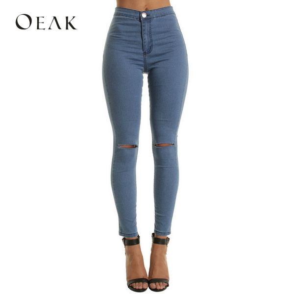 oeak women's slim hole stretch pencil pants high waist denim pecil pants ripped casual jeans for women trousers, Blue
oeak women's slim hole stretch pencil pants high waist denim pecil pants ripped casual jeans for women trousers, Blue