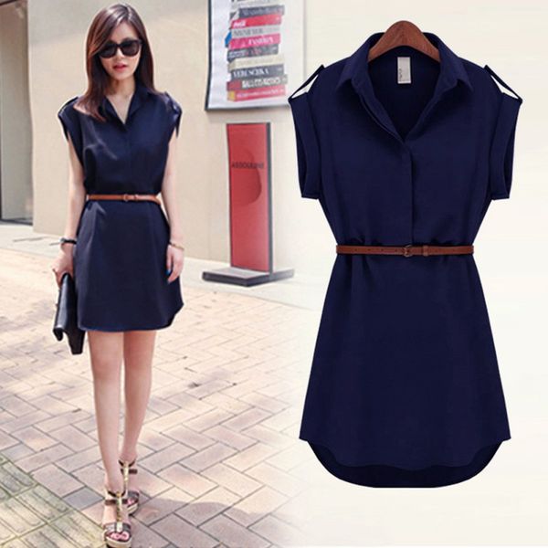 new summer fashion female short - sleeved solid dress women loose chiffon dress, Black;gray
new summer fashion female short - sleeved solid dress women loose chiffon dress, Black;gray