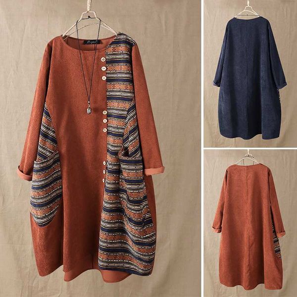 2020 vintage striped patchwork corduroy dress women casual long shirts vestidos pockets baggy robe beach knee length sundress, Black;gray
2020 vintage striped patchwork corduroy dress women casual long shirts vestidos pockets baggy robe beach knee length sundress, Black;gray