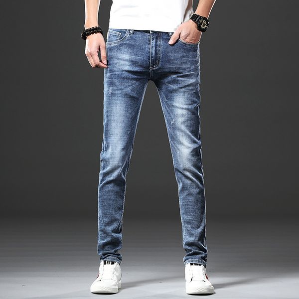 jeans men's korean version of the slim trendy stretch pants male youth new seasons wild feet casual pants, Blue
jeans men's korean version of the slim trendy stretch pants male youth new seasons wild feet casual pants, Blue