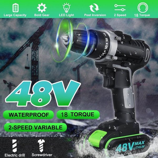 rechargeable 48v cordless electric drill power drill driver 18+1 torque 2 gear 2x batteries charger & bit kit set
rechargeable 48v cordless electric drill power drill driver 18+1 torque 2 gear 2x batteries charger & bit kit set