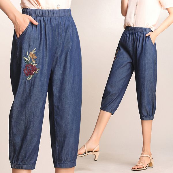 floral embroidery capris jeans for women high waist summer calf length loose female harem denim pants plus size 4xl, Blue
floral embroidery capris jeans for women high waist summer calf length loose female harem denim pants plus size 4xl, Blue