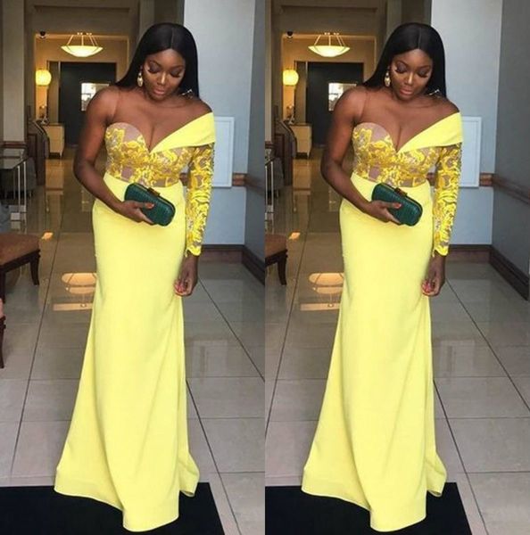 african yellow prom dresses one shoulder long sleeves lace mermaid evening dress floor length formal pageant dress gowns, Black
african yellow prom dresses one shoulder long sleeves lace mermaid evening dress floor length formal pageant dress gowns, Black