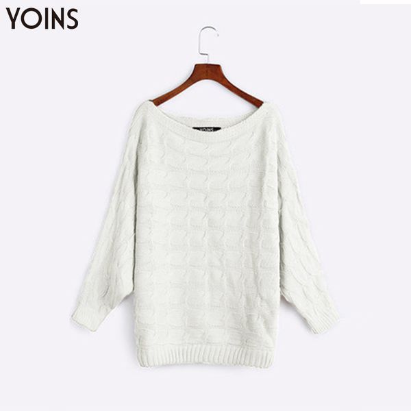 

yoins 2019 spring autumn winter sweater women knitting off-shoulder dolman sleeves loose pullover ladies pull femme nouveaut, White;black