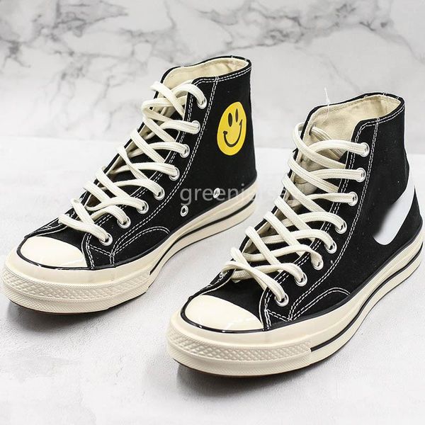 1970s smile face all stars skate canvas shoes chinatown market chuck 70 men women happy camper taylor 70 designer casual sport sneakers, Black
1970s smile face all stars skate canvas shoes chinatown market chuck 70 men women happy camper taylor 70 designer casual sport sneakers, Black