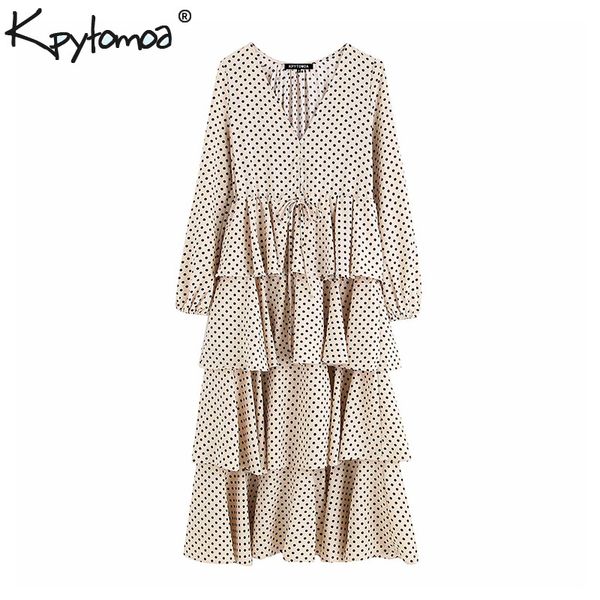 vintage elegant polka dot ruffled midi dress women 2020 fashion v neck long sleeve drawstring pleated chic dresses vestidos, Black;gray 
vintage elegant polka dot ruffled midi dress women 2020 fashion v neck long sleeve drawstring pleated chic dresses vestidos, Black;gray