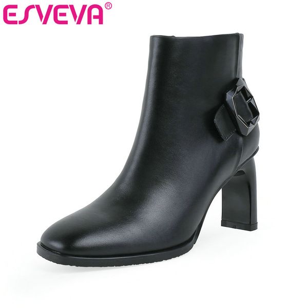 esveva 2020 women shoes winter ankle boots pointed toe leather+pu zipper high heel motorcycle platform boot size 34-43, Black
esveva 2020 women shoes winter ankle boots pointed toe leather+pu zipper high heel motorcycle platform boot size 34-43, Black