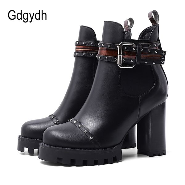gdgydh spring autumn punk boots platform shoes women rivet thick heel comfortable genuine leather ankle boots high heel, Black
gdgydh spring autumn punk boots platform shoes women rivet thick heel comfortable genuine leather ankle boots high heel, Black