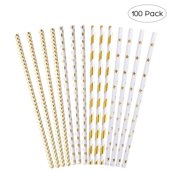 100 pcs dot gold and white star straws practical durable decoration artcraft for wedding celebrations party
100 pcs dot gold and white star straws practical durable decoration artcraft for wedding celebrations party