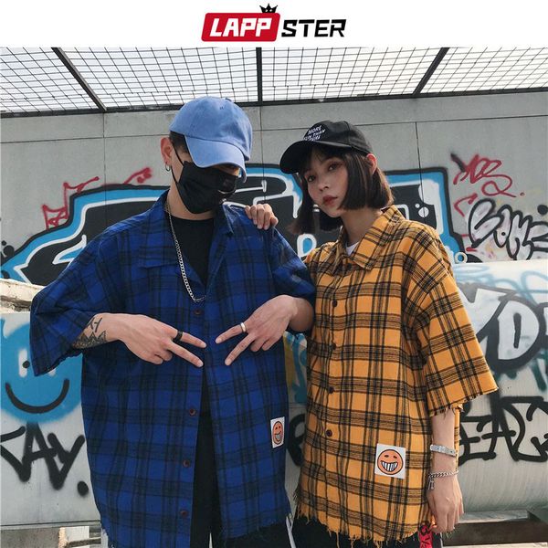lappster streetwear plaid shirt men short sleeve 2019 mens summer shirt hip hop button shirts regular fit casual cotton clothing, White;black
lappster streetwear plaid shirt men short sleeve 2019 mens summer shirt hip hop button shirts regular fit casual cotton clothing, White;black