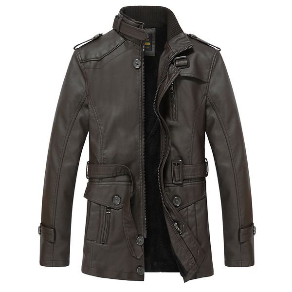 leather coat men's winter plus thick velvet jacket greenish blue middle-aged casual mid-length warm cotton coat cardigan, Black
leather coat men's winter plus thick velvet jacket greenish blue middle-aged casual mid-length warm cotton coat cardigan, Black
