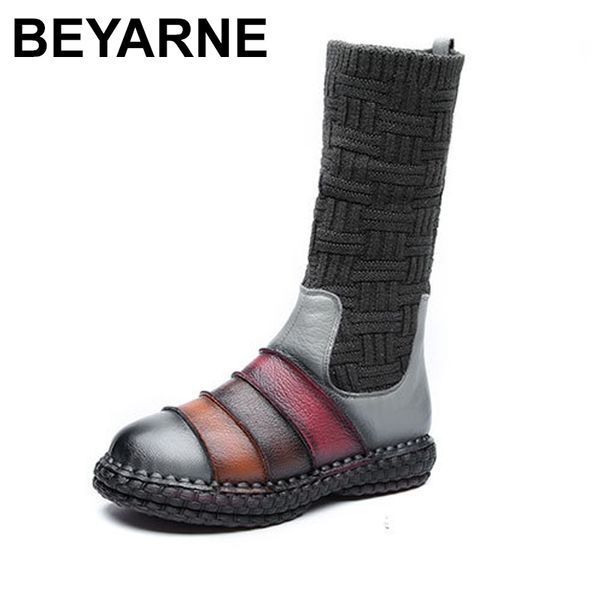 beyarne knitting ankle boots genuien leather 2018 winter platform female vintage snow boots retro handmade women warm shoes, Black
beyarne knitting ankle boots genuien leather 2018 winter platform female vintage snow boots retro handmade women warm shoes, Black