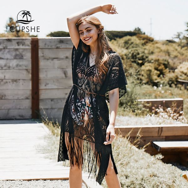 cupshe black and white bat sleeve lace cover up with tassel 2019 summer women vocation long blouse, Blue;gray
cupshe black and white bat sleeve lace cover up with tassel 2019 summer women vocation long blouse, Blue;gray