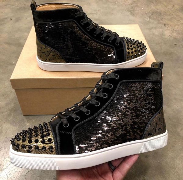 high spikes orlato casual luxurious brand red bottom sneakers flat men,women beads red sole walking party wedding with box,eu35-47, Black
high spikes orlato casual luxurious brand red bottom sneakers flat men,women beads red sole walking party wedding with box,eu35-47, Black