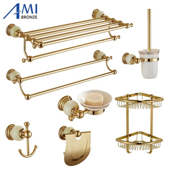 513g series golden polish brass & jade wall mounted bathroom accessories towel rack towel shelf paper holder soap dish
513g series golden polish brass & jade wall mounted bathroom accessories towel rack towel shelf paper holder soap dish