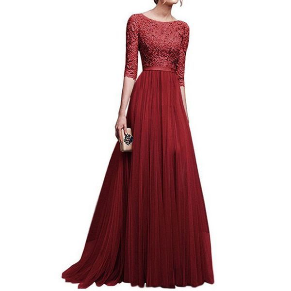 women dress evening party prom half sleeve wedding round neck gown bridesmaid formal elegant ladies dress, Black;gray
women dress evening party prom half sleeve wedding round neck gown bridesmaid formal elegant ladies dress, Black;gray