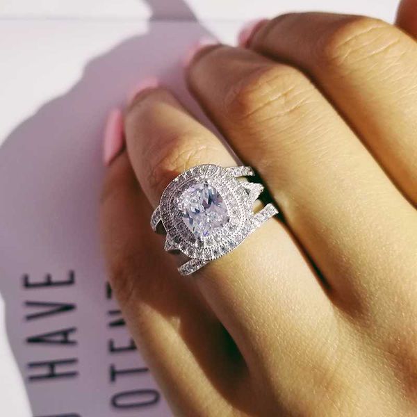 solid 925 sterling silver 3pcs in 1 cushion zircon wedding ring set for bridal women finger gift africa fashion jewelry r4842, Golden;silver
solid 925 sterling silver 3pcs in 1 cushion zircon wedding ring set for bridal women finger gift africa fashion jewelry r4842, Golden;silver