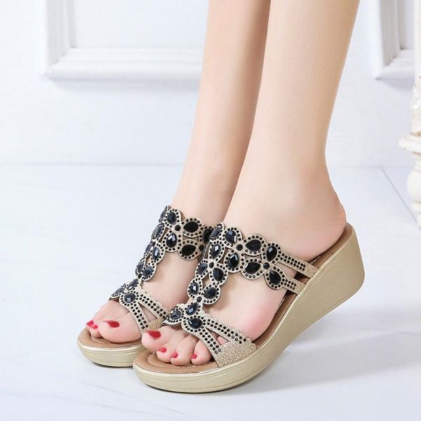 ladies rhinestone bohemian wedge heel casual sandals beach shoes slippers slip-on basic ladies rubber wedges shoes 2020 new, Black
ladies rhinestone bohemian wedge heel casual sandals beach shoes slippers slip-on basic ladies rubber wedges shoes 2020 new, Black