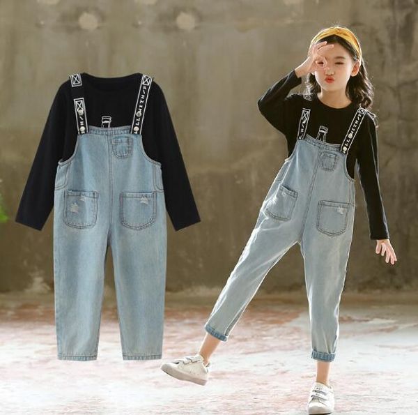 spring children clothing sets age for 6 8 9 10 12 years girls t-shirt + denim overalls suit autumn teen kids clothes tracksuits, White
spring children clothing sets age for 6 8 9 10 12 years girls t-shirt + denim overalls suit autumn teen kids clothes tracksuits, White