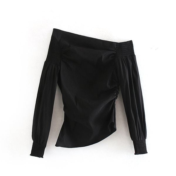 woah xxn45-9565 european and american fashion asymmetric top, White
