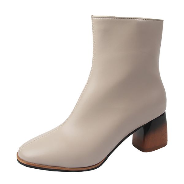women's square toe round head thick high heel side zipper boots ladies british wind ankle casual single shoes short boots, Black
women's square toe round head thick high heel side zipper boots ladies british wind ankle casual single shoes short boots, Black