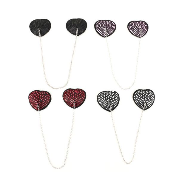 1 pair self adhesive heart shape rhinestone metal chain breast petals reusable invisible women lycra nipple cover, Black;white
1 pair self adhesive heart shape rhinestone metal chain breast petals reusable invisible women lycra nipple cover, Black;white