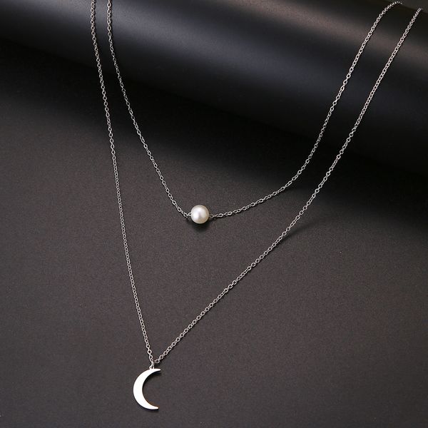 cacana fashion pearl moon double layer necklace accessories women necklaces bijoux valentine's day gifts stainless steel jewelry, Silver
cacana fashion pearl moon double layer necklace accessories women necklaces bijoux valentine's day gifts stainless steel jewelry, Silver