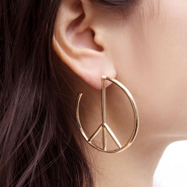 european women's jewelry personality round versatile simple alloy niche peace symbol ladies ear ring, Golden;silver
european women's jewelry personality round versatile simple alloy niche peace symbol ladies ear ring, Golden;silver