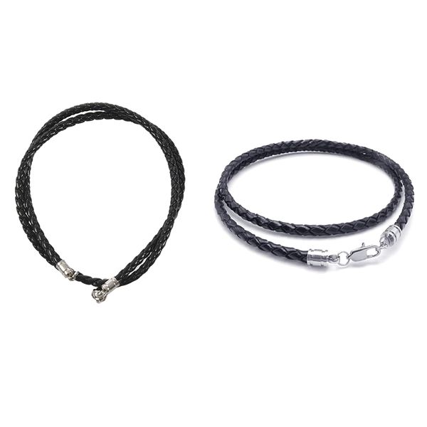 2 pcs jewelry men's necklace 3mm cord leather stainless steel for men color black silver with gift bag (40cm & 45cm
2 pcs jewelry men's necklace 3mm cord leather stainless steel for men color black silver with gift bag (40cm & 45cm
