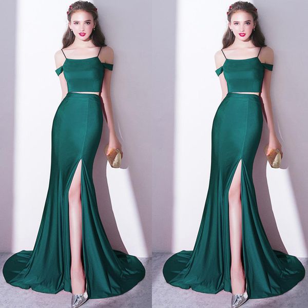elegant green off shoulder evening dress stain two pieces split floor length prom dress mermaid mother of bride dresses, Black;red
elegant green off shoulder evening dress stain two pieces split floor length prom dress mermaid mother of bride dresses, Black;red