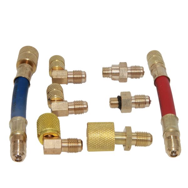 manifold gauge adapter set brass air conditioning adapters a/c refrigerant 
manifold gauge adapter set brass air conditioning adapters a/c refrigerant