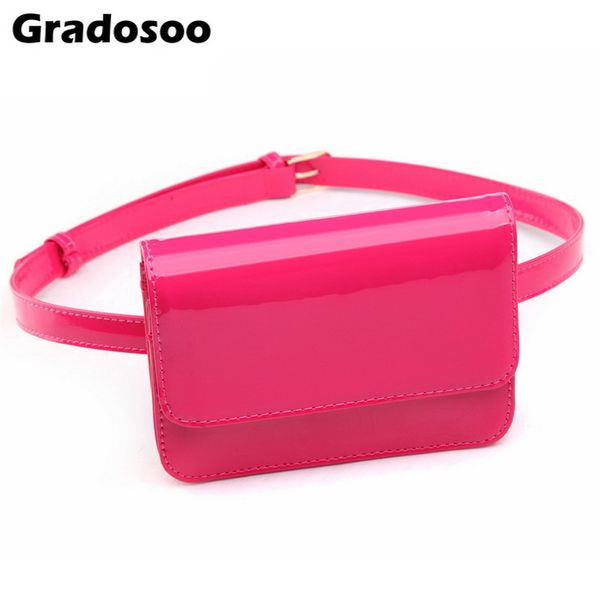 gradosoo fashion pu patent leather women waist packs small bright belt bag female waist bags hand bag a026
gradosoo fashion pu patent leather women waist packs small bright belt bag female waist bags hand bag a026