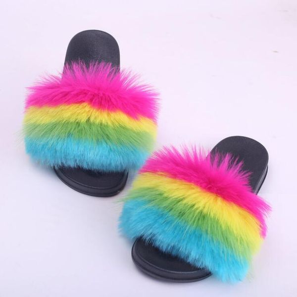 2019 new women durable non-slip bottom home indoor fur color plush silky slippers summer women's word fashion hair slippers, Black
2019 new women durable non-slip bottom home indoor fur color plush silky slippers summer women's word fashion hair slippers, Black