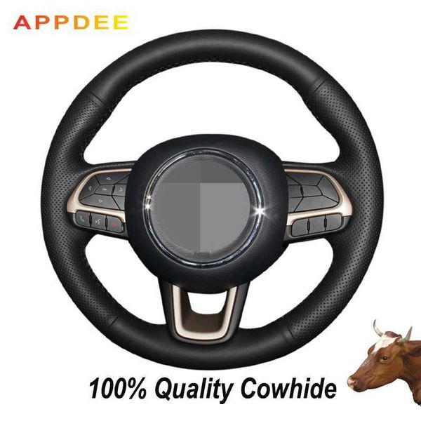 hand-stitched black genuine leather steering wheel cover for 2017 2016-2017 
hand-stitched black genuine leather steering wheel cover for 2017 2016-2017