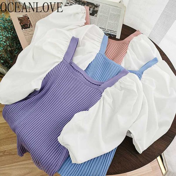 oceanlove summer pullovers puff sleeve casual fashion patchwork women sweaters thin slim 2020 sweet sueter mujer 17196, White;black
oceanlove summer pullovers puff sleeve casual fashion patchwork women sweaters thin slim 2020 sweet sueter mujer 17196, White;black