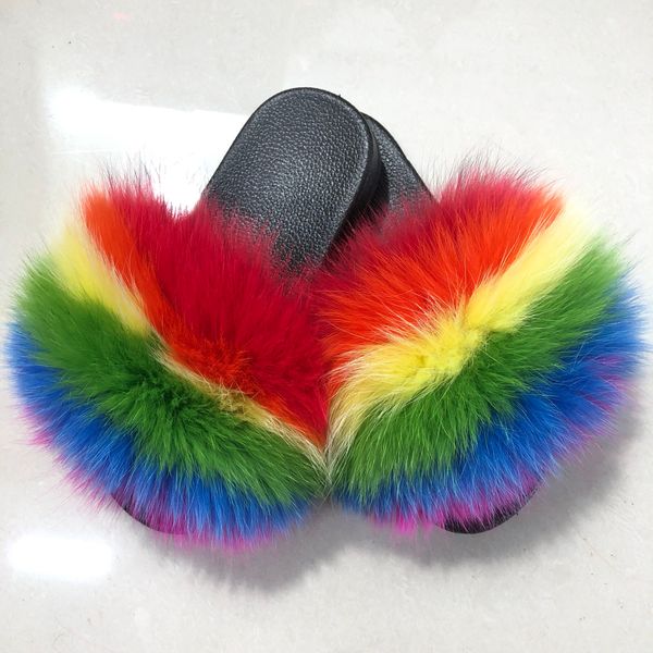 wholesale 100% real fox slippers kids winter fur child home slides girls sliders.1pairs/2pcs raccoon fluffy chinelo flats beach summer, Black;grey 
wholesale 100% real fox slippers kids winter fur child home slides girls sliders.1pairs/2pcs raccoon fluffy chinelo flats beach summer, Black;grey