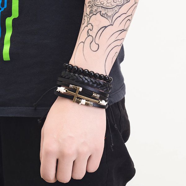 vintage simple woven leather black wrap men bracelets alloy guitar leather bracelet set pulseras mujer moda 2019 @sl
vintage simple woven leather black wrap men bracelets alloy guitar leather bracelet set pulseras mujer moda 2019 @sl
