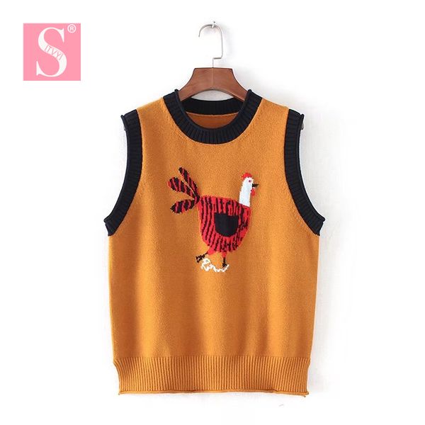 stvy 2018 spring autumn cartoon cock printed sweater vest women sleeveless o-neck knitted vest female casual tank pullover, Black;white
stvy 2018 spring autumn cartoon cock printed sweater vest women sleeveless o-neck knitted vest female casual tank pullover, Black;white