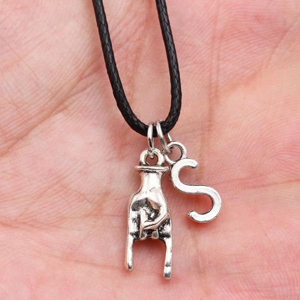 a-z letter rock sign diy tibetan silver color pendant black leather necklace fashion handmade jewelry for men women oplym
a-z letter rock sign diy tibetan silver color pendant black leather necklace fashion handmade jewelry for men women oplym