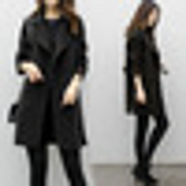 elegant women mid length casual oversize cocoon double-breasted overcoat plain, Black
elegant women mid length casual oversize cocoon double-breasted overcoat plain, Black