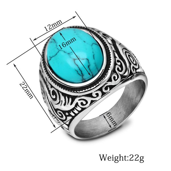 designer mens turquoise rings bohemian style huge green stone vintage jewelry titanium steel ring neutral ring jewelry online sale, Silver
designer mens turquoise rings bohemian style huge green stone vintage jewelry titanium steel ring neutral ring jewelry online sale, Silver