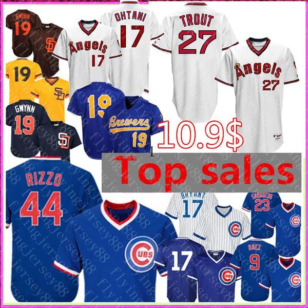 

Retro 27 Mike Trout Shohei Ohtani Los Angeles 17 Angels Jersey 44 Anthony Rizzo Chicago 17 Cubs Kris Bryant 23 Sandberg Tony Gwynn men