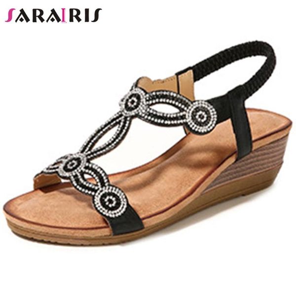 sarairis holiday ladies summer sandals round toe high wedges back strap elastic sandals women office crysatl shoes woman, Black
sarairis holiday ladies summer sandals round toe high wedges back strap elastic sandals women office crysatl shoes woman, Black