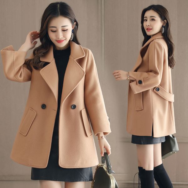 2019 new spring autumn women version self-cultivation medium length woolen coat nine-point sleeve double-breasted woolen coatw88, Black
2019 new spring autumn women version self-cultivation medium length woolen coat nine-point sleeve double-breasted woolen coatw88, Black