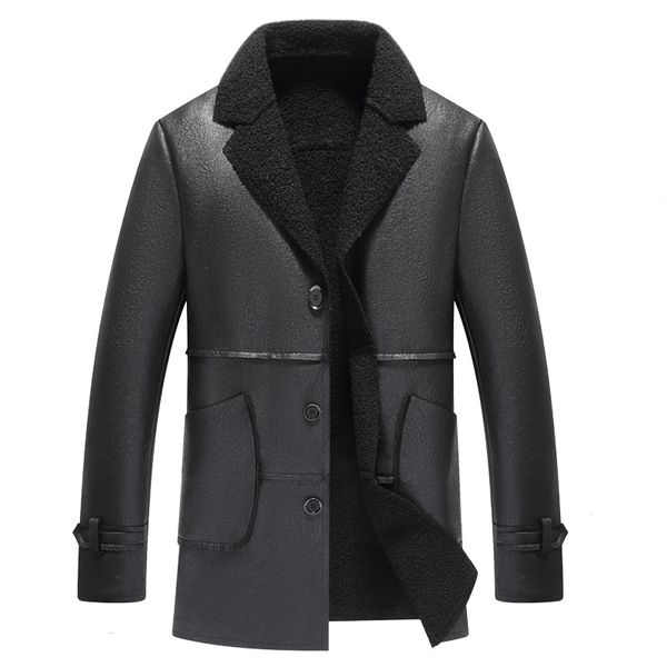 new lambskin fur joint leather men long section plus velvet thick lapel fashion light luxury coat pu fur motorcycle jacket, Black
new lambskin fur joint leather men long section plus velvet thick lapel fashion light luxury coat pu fur motorcycle jacket, Black